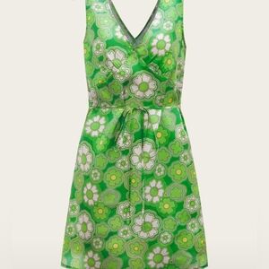 🌸 Groovy 70s Vibes! Green Floral Mini Gogo Dress 🌸